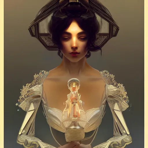 Prompt: beautiful Ameca Humanoid Robot, intricate, elegant, highly detailed, digital painting, artstation, concept art, smooth, sharp focus, illustration, art by artgerm and greg rutkowski and alphonse mucha and loish and WLOP