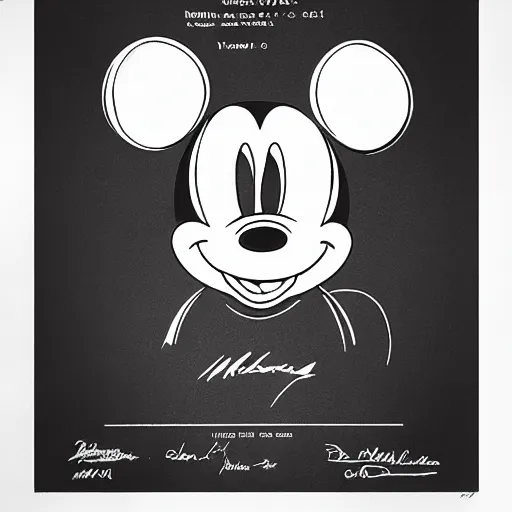 Image similar to Mickey mouse, Patent drawing, detailed, hyper-detailed, very realistic