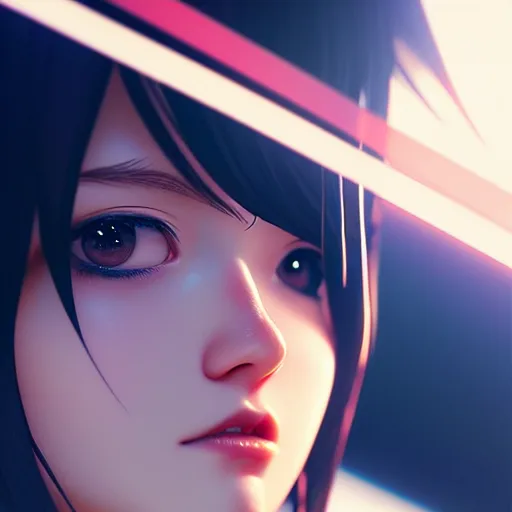 Image similar to girl by ilya kuvshinov, rtx reflections, octane render 1 2 8 k, extreme high intricate details by wlop, digital anime art by ross tran, wide shot, close up shot, composition by sana takeda, dramatic lighting by greg rutkowski