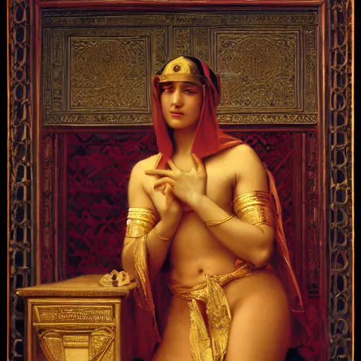 Prompt: orientalist portrait of a sage wearing a golden mask casting a glowing lightning magic spell in a sandstone temple intricate portrait by john william waterhouse and Edwin Longsden Long and Theodore Ralli and William-Adolphe Bouguereau, very coherent symmetrical artwork. Cinematic, hyper realism, high detail 8k