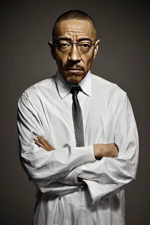 Prompt: Giancarlo Esposito as Walter White from Breaking Bad, promo shoot, studio lighting