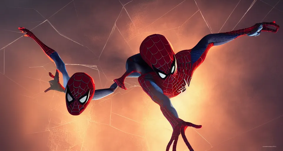 Image similar to Spiderman as Arachne. Digital art, fantasy, epic, dramatic, volumetric lighting, trending on artstation, detailed, 8k