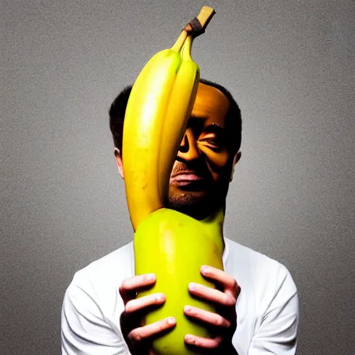 Image similar to man with a banana as a head