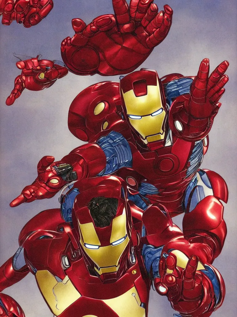 Prompt: iron man, art by moebius