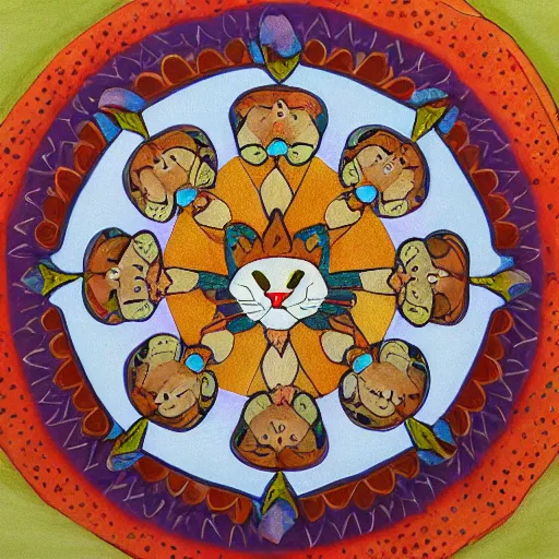 Prompt: A mandala of cats!