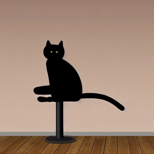 Prompt: highly detailed anthropomorphic chubby black cat doing yoga poses on long and thin scratchpost
