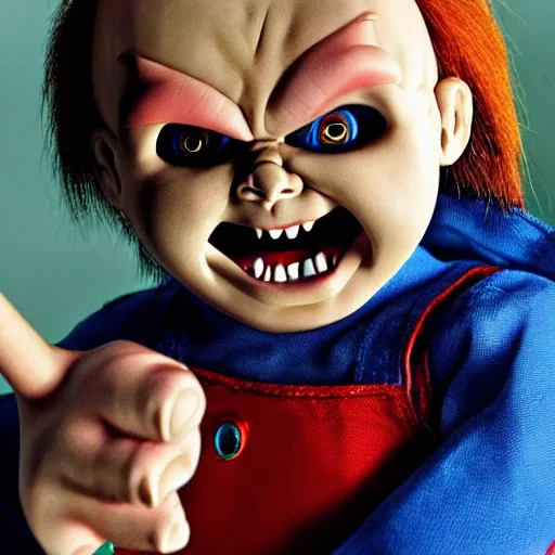 Prompt: Chucky the killer doll on an episode of Full House 8k