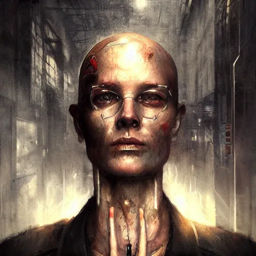 Image similar to case, portrait of an augmented middle aged human, cigarette, smoke, neuromancer, painted by seb mckinnon, high detail, dramatic light, digital art, painted by greg rutkowski, promotional movie posterart, trending on artstation