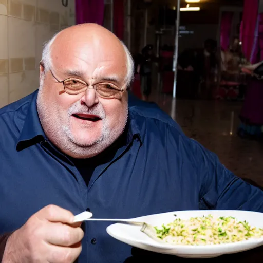 Image similar to gerry scotti eating rice while flying