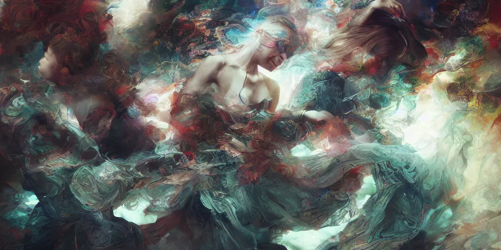 Prompt: Psychedelic visions by Stanley Artgerm Lau, Ruan Jia and Fenghua Zhong