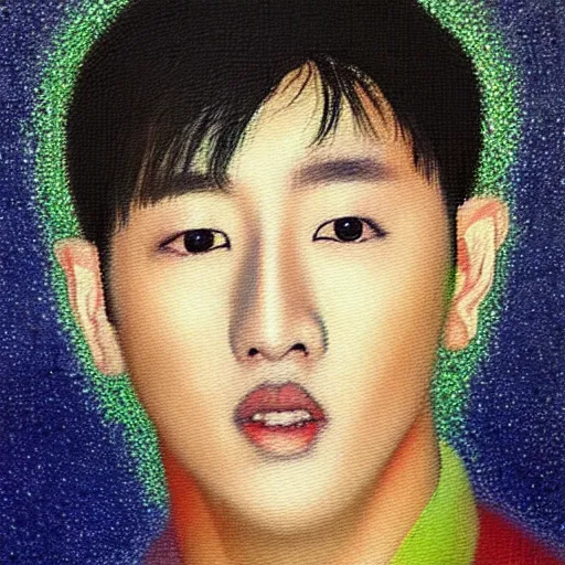 Image similar to “K-pop star Changbin as an oil painting by Seurat”