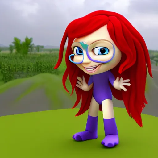 Image similar to christina hendricks as avatar nickelodeon characters, 3 d render, blender,