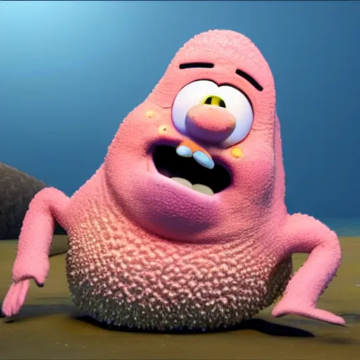 Image similar to hyperreal painting of patrick star from spongebob, realistic, rendered in unreal engine