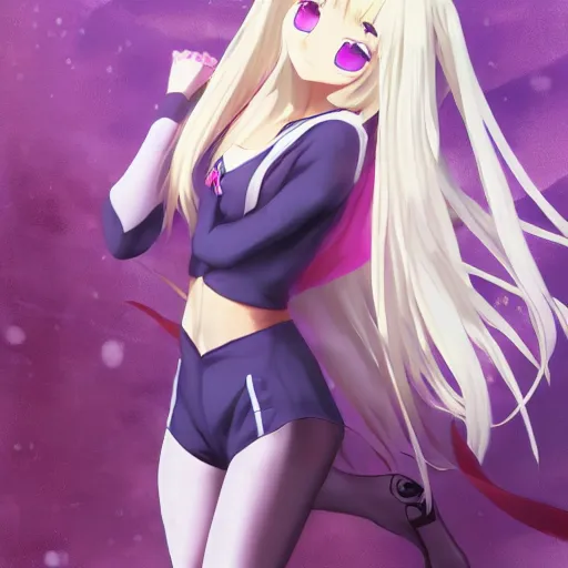 Image similar to beautiful full body image of illya von einzbern from fate / stay night, high details, high resolution, noise filtered, artstation, 4 k, highly detailed, high quality, digital painting masterpiece, beautiful brush strokes