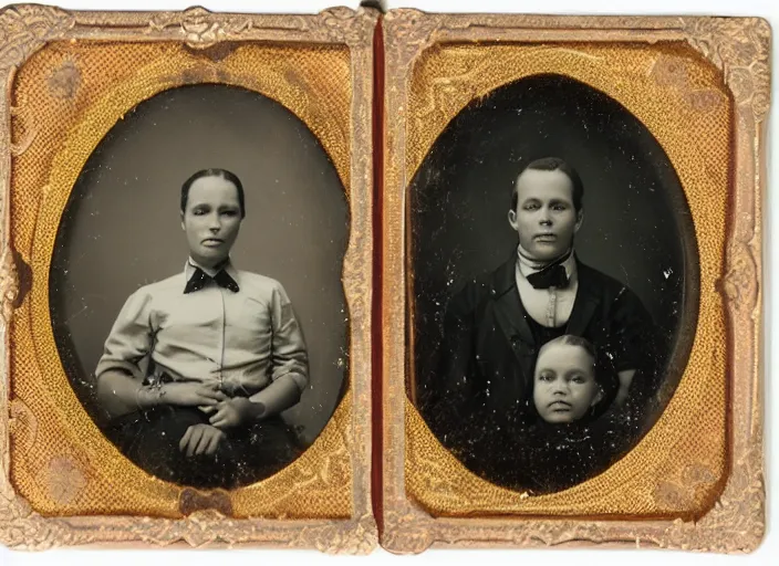 Image similar to weird family photo, portrait, ambrotype, highly detailed