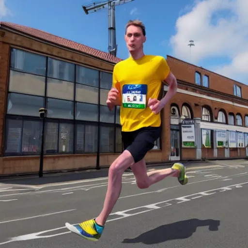 Image similar to photo of jerma 9 8 5 running to lidl store