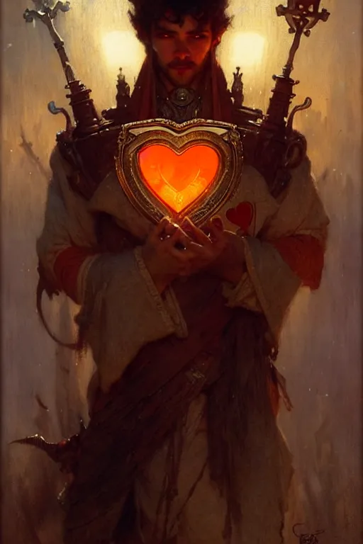 Image similar to the jack of hearts by gaston bussiere, bayard wu, greg rutkowski, giger, maxim verehin