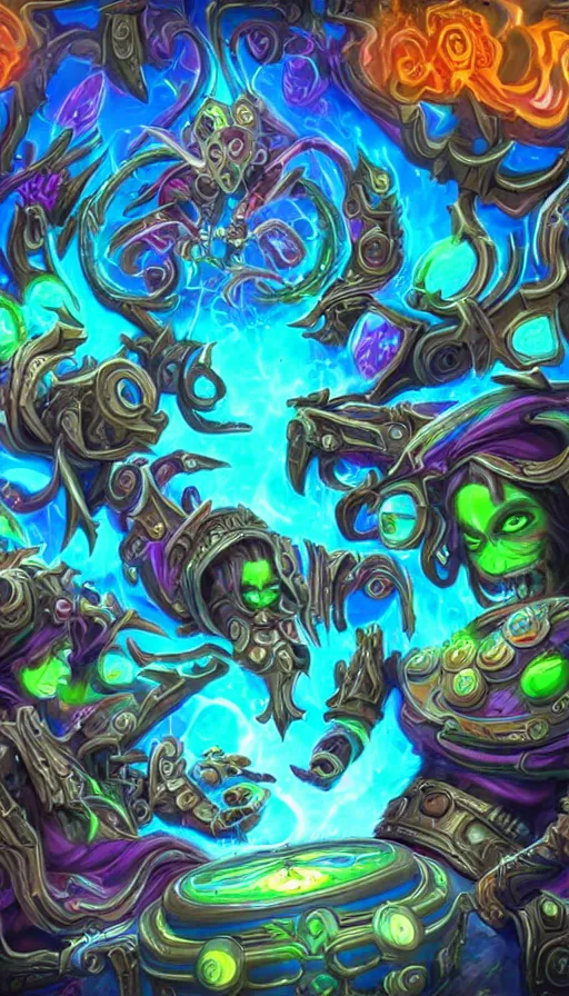 Image similar to psytrance artwork, from hearthstone