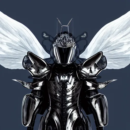 Prompt: a angel that is wearing armor that resembles the universe and has a halo made out of a black whole and with four wings on his back, 4 k