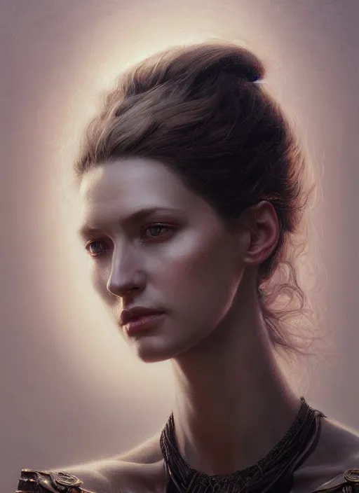 Prompt: Highly detailed portrait of a woman with a 1-foot long neck, fantasy art by Greg Rutkowski, Stanley Artgerm, Tom Bagshaw, global illumination, radiant light, detailed and intricate