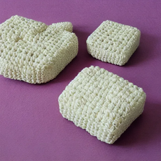 Image similar to a block of crocheted lard