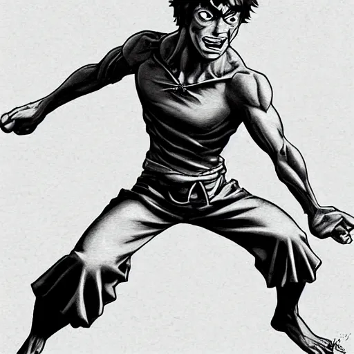 Image similar to Shaggy Rogers in a martial arts stance in the style of Jean Giraud in the style of Frank Frazetta in the style of akira toriyama trending on artstation deviantart Pinterest detailed realistic High Resolution HD 8k