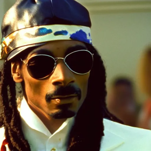 Image similar to a 1980s film still of Snoop Dogg dressed as Michael Jackson, 40mm lens, shallow depth of field, split lighting