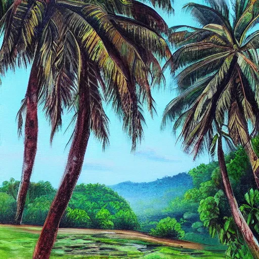 Prompt: sri lankan landscape, painting by david painter