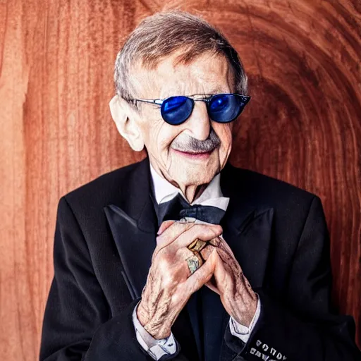 Prompt: old ringo starr drummer at age 9 0 years old, color ( sony a 7 r iv, symmetric balance, polarizing filter, photolab, lightroom, 4 k, dolby vision, photography award ), vogue, perfect face