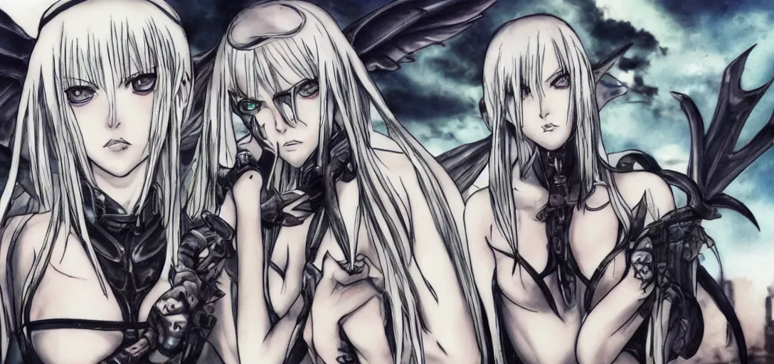 Image similar to a beautiful succubus with tattoos claymore anime