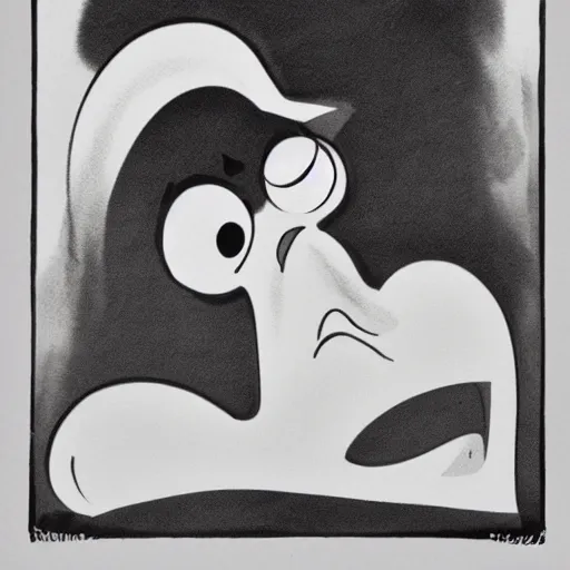 Prompt: inkwash translucent cartoon ghost, fleischer cartoon illustration