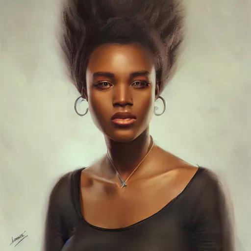 Prompt: Portrait of a beautiful black woman by Mandy Jurgens