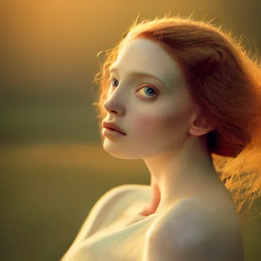 Prompt: photographic portrait of a stunningly beautiful english renaissance female in soft dreamy light at sunset, beside the river, soft focus, contemporary fashion shoot, hasselblad nikon, in a denis villeneuve and tim burton movie, by edward robert hughes, annie leibovitz and steve mccurry, david lazar, jimmy nelsson, hyperrealistic, perfect face
