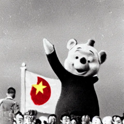 Image similar to winnie the pooh saluting the chinese flag