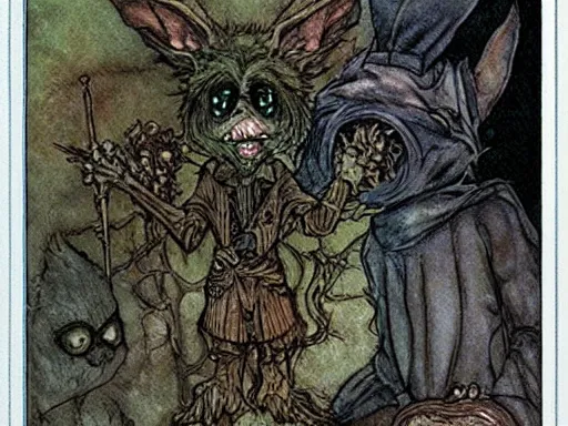 Image similar to gremlins in a castle by arthur rackham and by Tony DiTerlizzi and by brian froud