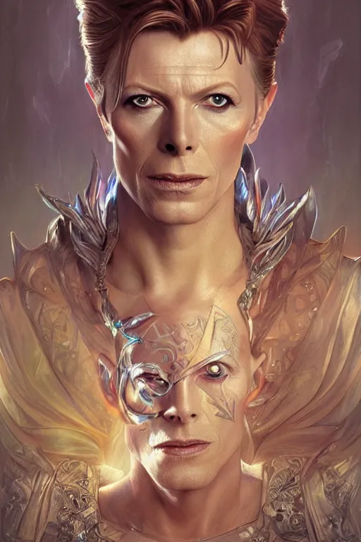 Prompt: ultra realistic illustration, fairy king david bowie from diablo and baldurs gate, intricate, elegant, highly detailed, digital painting, artstation, concept art, smooth, sharp focus, illustration, art by artgerm and greg rutkowski and alphonse mucha