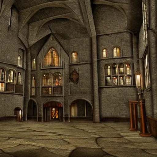 Image similar to hogwarts in style of silent hill