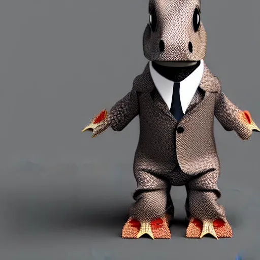 Prompt: dinosaur wearing a suit