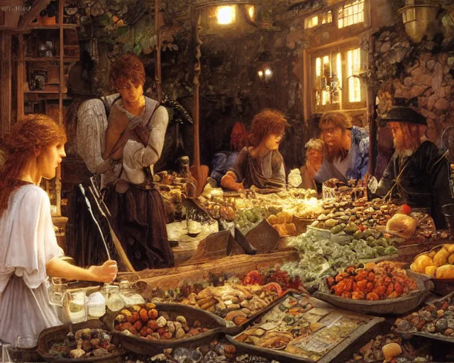 Image similar to concept art for fable bowerstone market, key lighting, soft lights, by steve hanks, by edgar maxence, by caravaggio, by michael whelan, by delacroix, by serov valentin, by tarkovsky, 8 k render, detailed, oil on canvas