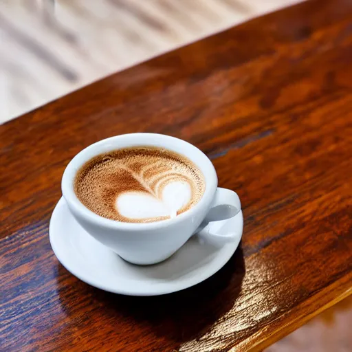 Prompt: a cup of coffee on a table in a Parisian cafe