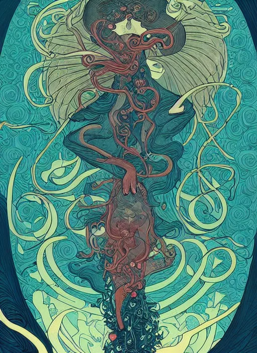 Prompt: beautiful tarot illustration of death, in the style of james jean and victo ngai and sam guay and moebius and sam spratt, mystical colors, trending on artstation