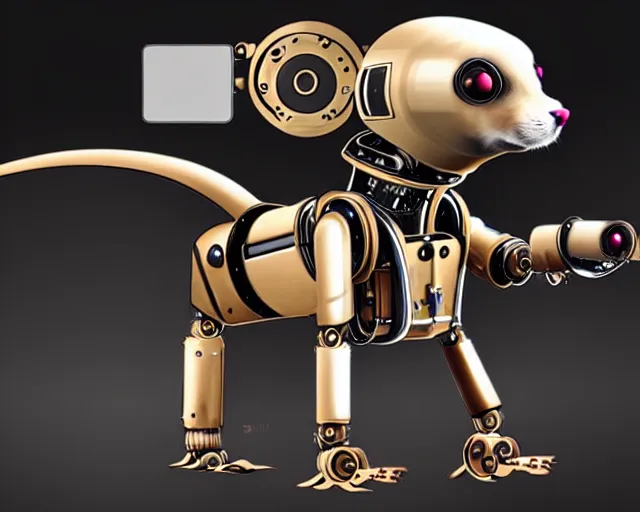 Image similar to futuristic steampunk ferret - shaped robot, cyberpunk ferret - shaped mechanical robot