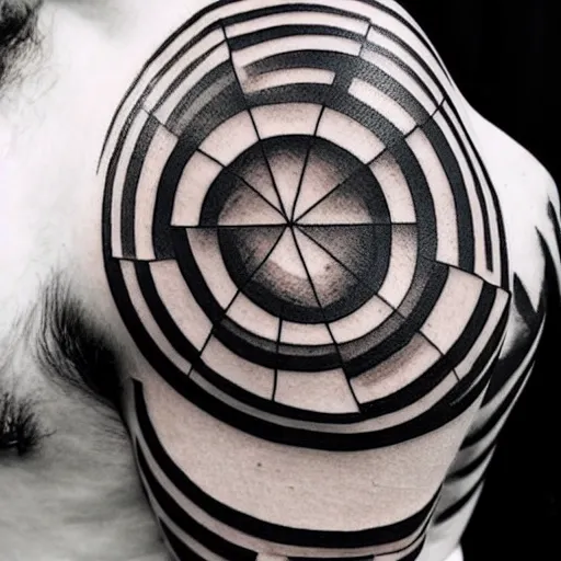 Prompt: geometric tattoo with water music and speed in black and white