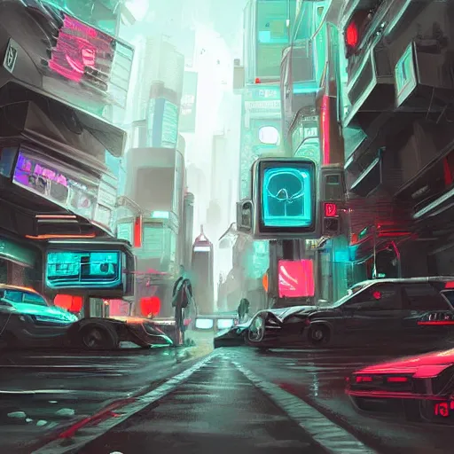 Prompt: a beautiful extremely complex painting of as cyberpunk street digital painting