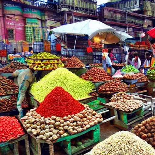 Prompt: crawford market : mumbai's largest wholesale market, crawford market is a great place to find spices, fruits, vegetables and flowers