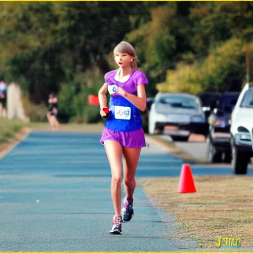 Prompt: Taylor Swift running a marathon