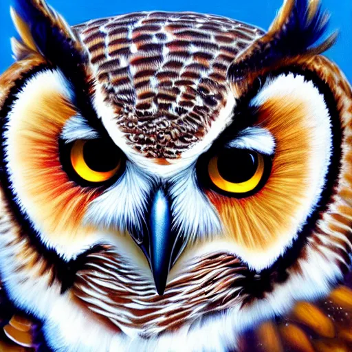 Prompt: ! dream colorful great horned owl detailed painting 4 k