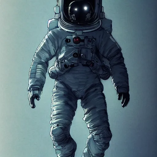 Image similar to portrait of an astronaut character in the style of Death Stranding by Yoji Shinkawa and Ashley Wood