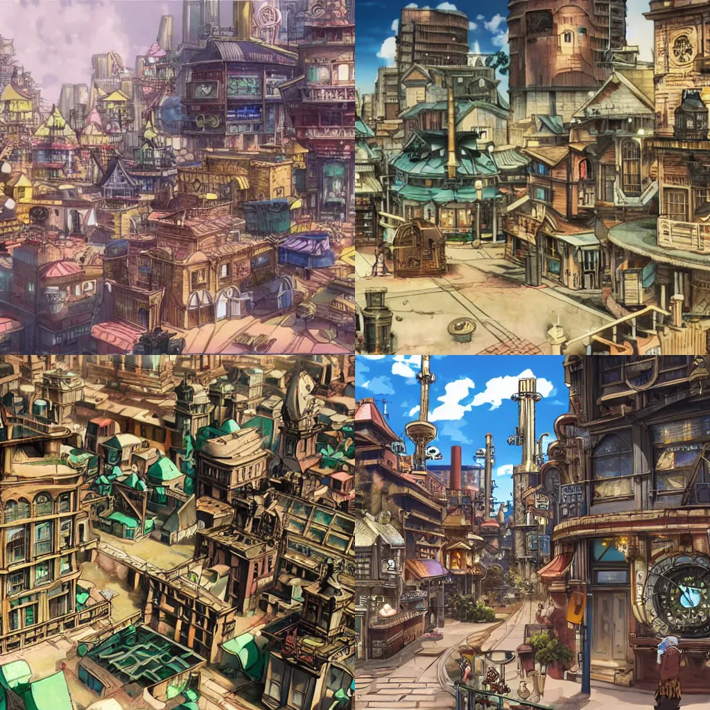 highly detailed anime steampunk city, in the anime | Stable Diffusion |  OpenArt