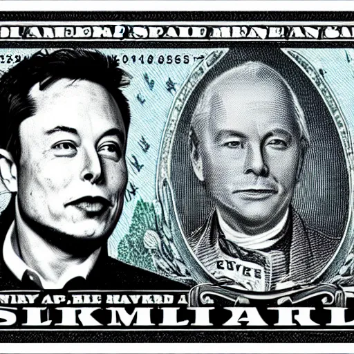 Image similar to Elon musk on the Mars Dollar bill